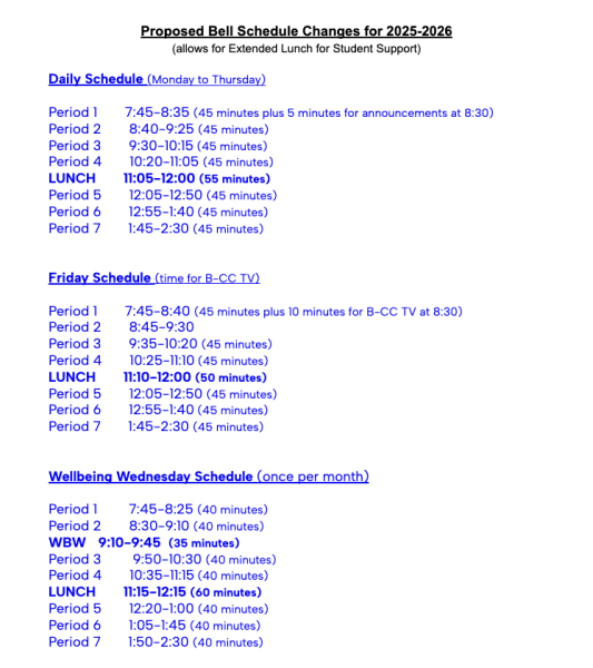 Proposed Bell Schedule Includes Longer Lunch and Weekly Academic Support